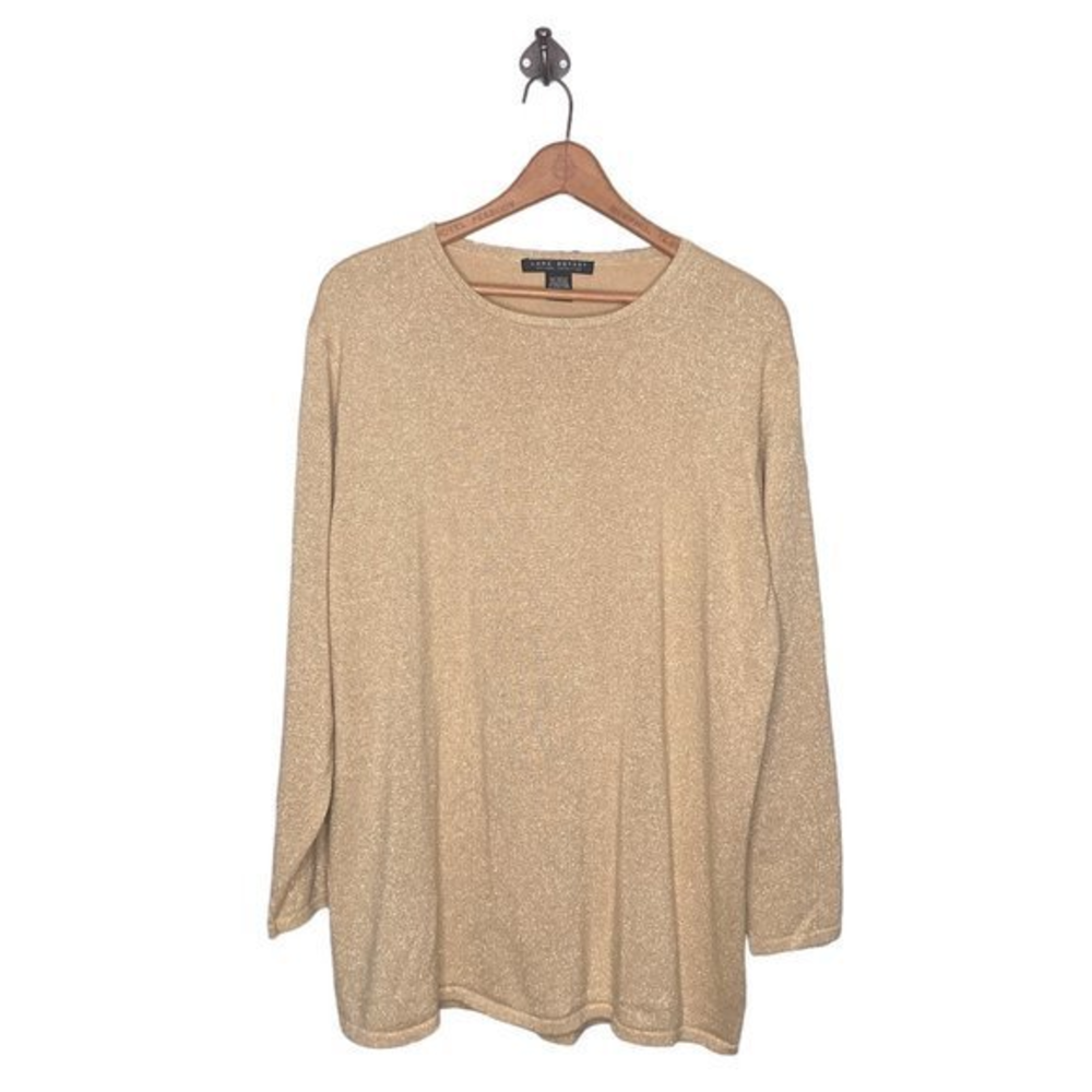 Lane Bryant 14/16 Design Collection Gold Metallic Shimmer‎ Pullover Sweater 1X